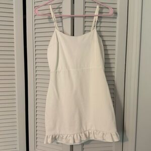 Lulu's Elegant White Ruffle Mini Dress